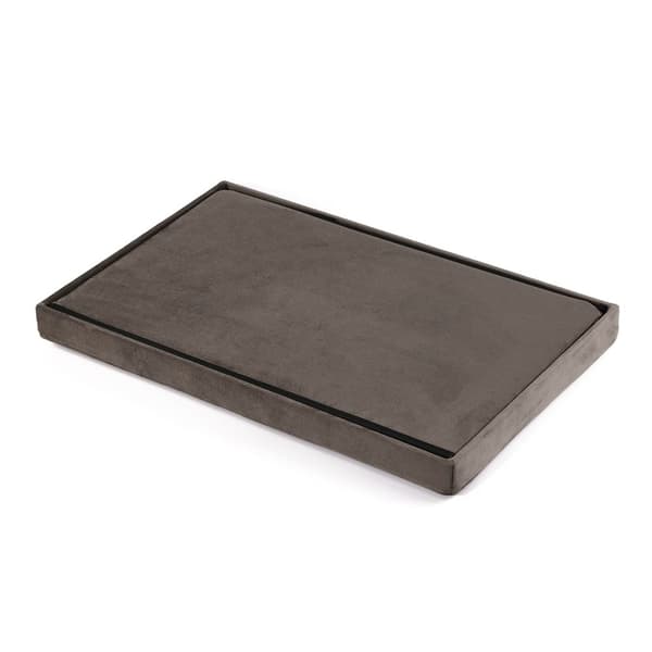 Hopfällbar puff XL med knappar - 60x38x38cm sammet brun