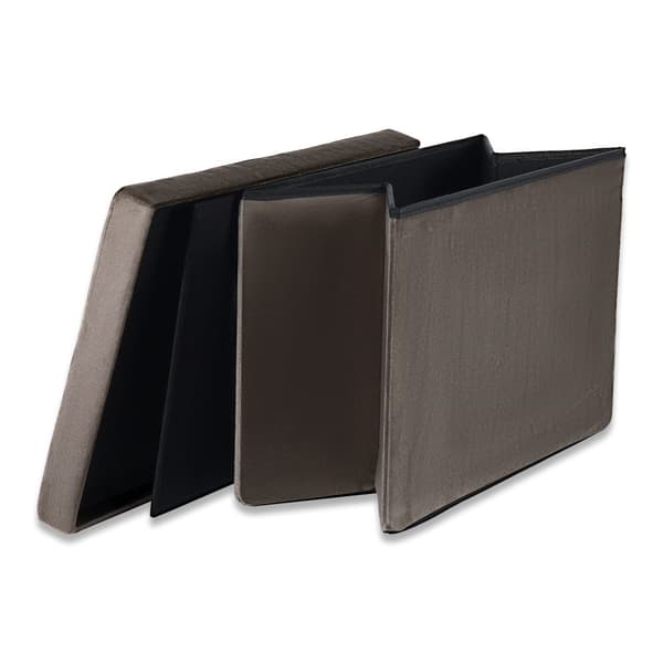 Hopfällbar puff XL med knappar - 60x38x38cm sammet brun