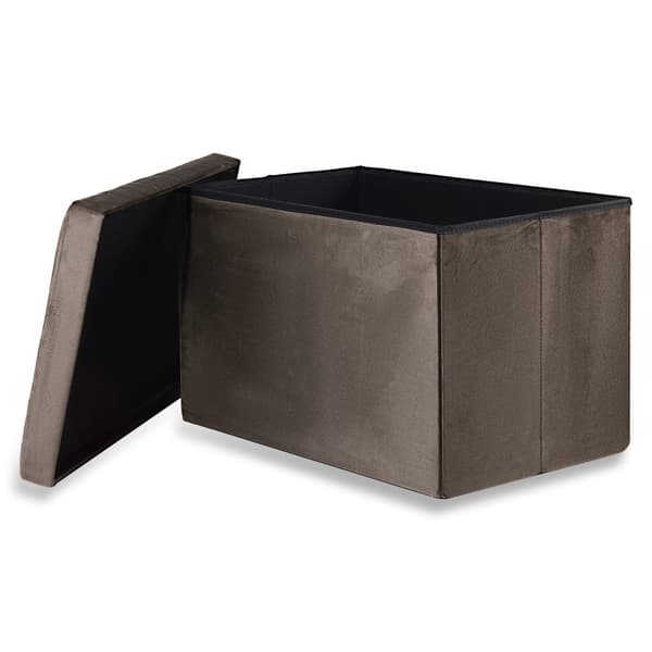Hopfällbar puff XL med knappar - 60x38x38cm sammet brun