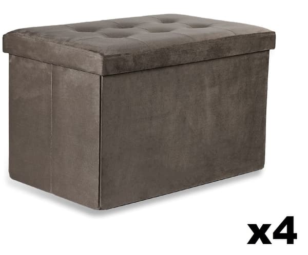 Kokoontaitettava rahi XL napeilla - 60x38x38cm sametti ruskea x 4