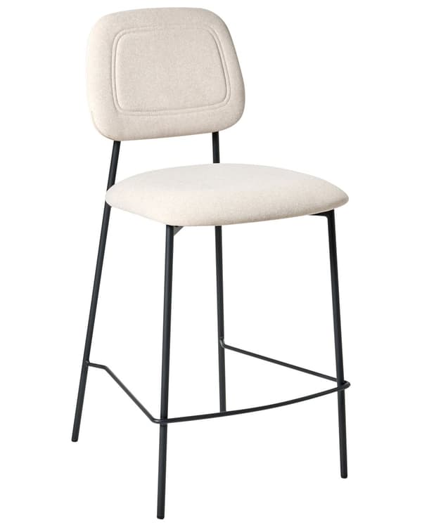 Sett med 2 Barstoler Lys Beige Fløyelspolstring Svart Jernramme Benkehøyde Sete Spisestuemøbler Moderne Design