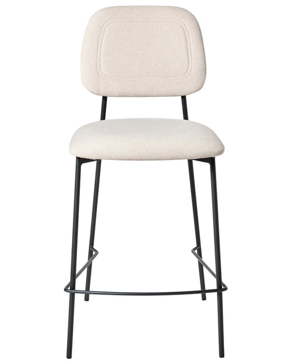 Sett med 2 Barstoler Lys Beige Fløyelspolstring Svart Jernramme Benkehøyde Sete Spisestuemøbler Moderne Design