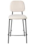 Miniatyrbilde 5 av 9: Sett med 2 Barstoler Lys Beige Fløyelspolstring Svart Jernramme Benkehøyde Sete Spisestuemøbler Moderne Design