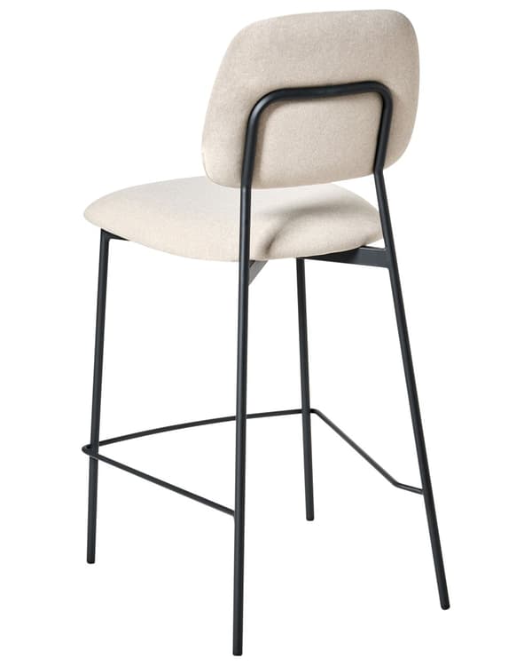 Sett med 2 Barstoler Lys Beige Fløyelspolstring Svart Jernramme Benkehøyde Sete Spisestuemøbler Moderne Design