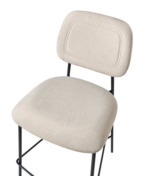 Sett med 2 Barstoler Lys Beige Fløyelspolstring Svart Jernramme Benkehøyde Sete Spisestuemøbler Moderne Design