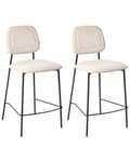 Miniatyrbilde 1 av 9: Sett med 2 Barstoler Lys Beige Fløyelspolstring Svart Jernramme Benkehøyde Sete Spisestuemøbler Moderne Design