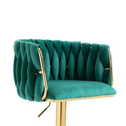 Vintage barstolar med rygg och fotstöd mothöjd matstolar 2PC-SET Grön