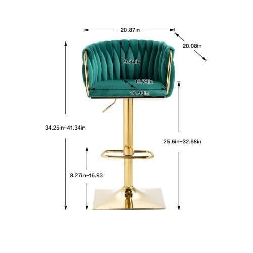 Vintage barstolar med rygg och fotstöd mothöjd matstolar 2PC-SET Grön