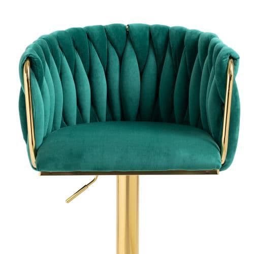 Vintage barstolar med rygg och fotstöd mothöjd matstolar 2PC-SET Grön