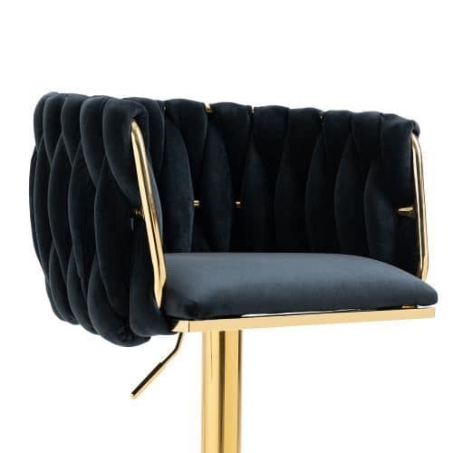 Vintage barstolar med rygg och fotstöd mothöjd matstolar 2PC-SET Svart