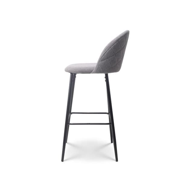 Set om 2 barstolar LILI grå med vaddering och ben i svart metall - Höjd 65 cm
