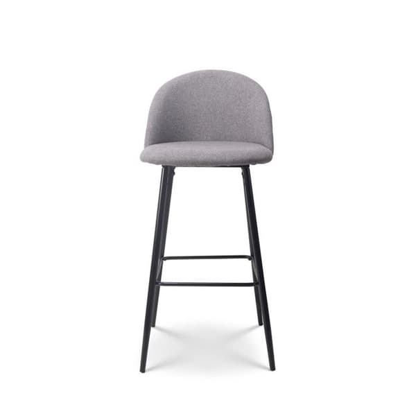 Set om 2 barstolar LILI grå med vaddering och ben i svart metall - Höjd 65 cm
