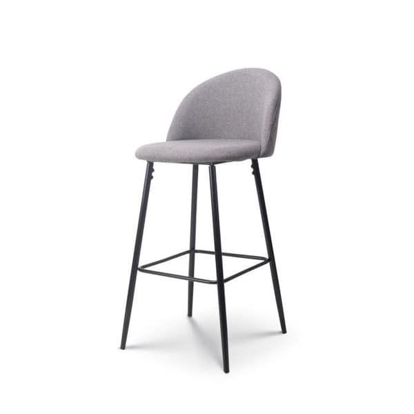 Set om 2 barstolar LILI grå med vaddering och ben i svart metall - Höjd 65 cm