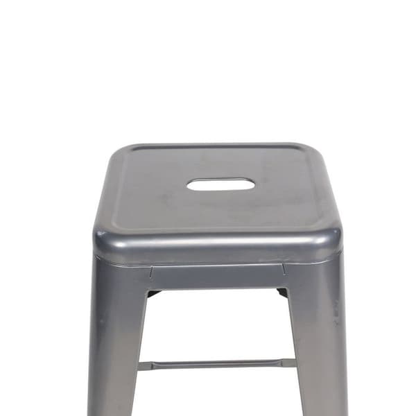 Set med 4 barstolar i glänsande silvergrå metall i industriell stil - Höjd 66 cm