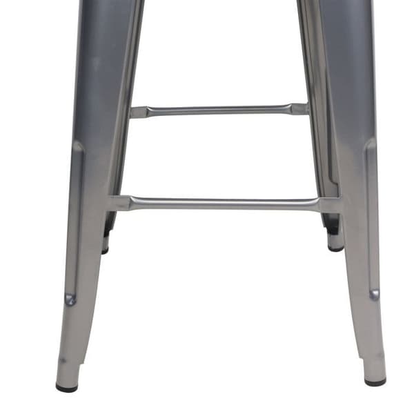 Set med 4 barstolar i glänsande silvergrå metall i industriell stil - Höjd 66 cm