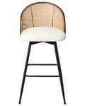 Miniatyrbilde 6 av 11: Sett med 2 Barstoler Off White Svingbart Boucle-sete Metall Svart Ramme Wienerflette Ryggstøtte Retro Seating