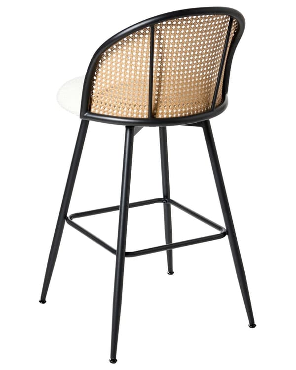 Sett med 2 Barstoler Off White Svingbart Boucle-sete Metall Svart Ramme Wienerflette Ryggstøtte Retro Seating