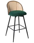 Miniatyrbilde 5 av 11: Sett med 2 Barstoler Grøne Svingbare Seter i Boucle Metall Svart Ramme Wienerflette Ryggstøtte Retro Seating