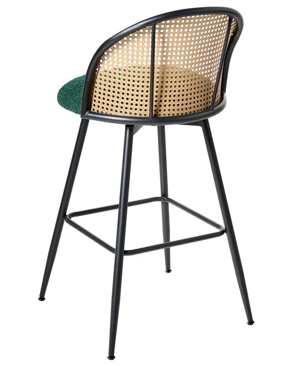 Sett med 2 Barstoler Grøne Svingbare Seter i Boucle Metall Svart Ramme Wienerflette Ryggstøtte Retro Seating