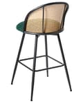 Miniatyrbilde 7 av 11: Sett med 2 Barstoler Grøne Svingbare Seter i Boucle Metall Svart Ramme Wienerflette Ryggstøtte Retro Seating