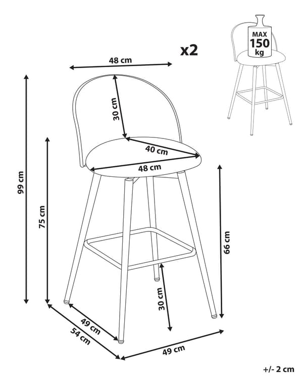 Sett med 2 Barstoler Hvite Svingbare Seter i Kunstskinn Metall Svart Ramme Wienerflette Ryggstøtte Retro Seating