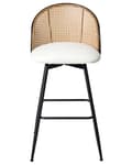 Miniatyrbilde 5 av 10: Sett med 2 Barstoler Hvite Svingbare Seter i Kunstskinn Metall Svart Ramme Wienerflette Ryggstøtte Retro Seating