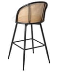 Miniatyrbilde 6 av 10: Sett med 2 Barstoler Hvite Svingbare Seter i Kunstskinn Metall Svart Ramme Wienerflette Ryggstøtte Retro Seating