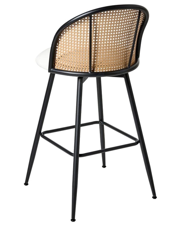 Sett med 2 Barstoler Hvite Svingbare Seter i Kunstskinn Metall Svart Ramme Wienerflette Ryggstøtte Retro Seating