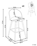 Miniatyrbilde 3 av 11: Sett med 2 Barstoler Off-White Svingbare Seter i Boucle Metall Svart Ramme Wienerflette Ryggstøtte Retro Seating