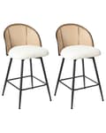 Miniatyrbilde 4 av 11: Sett med 2 Barstoler Off-White Svingbare Seter i Boucle Metall Svart Ramme Wienerflette Ryggstøtte Retro Seating
