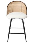Miniatyrbilde 6 av 11: Sett med 2 Barstoler Off-White Svingbare Seter i Boucle Metall Svart Ramme Wienerflette Ryggstøtte Retro Seating