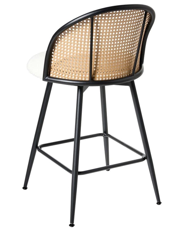 Sett med 2 Barstoler Off-White Svingbare Seter i Boucle Metall Svart Ramme Wienerflette Ryggstøtte Retro Seating
