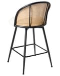Miniatyrbilde 7 av 11: Sett med 2 Barstoler Off-White Svingbare Seter i Boucle Metall Svart Ramme Wienerflette Ryggstøtte Retro Seating