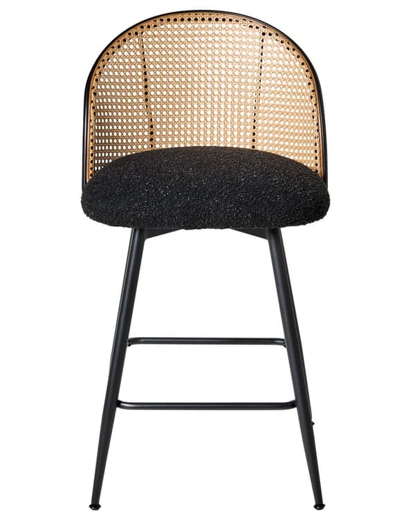 Sett med 2 Barstoler Svarte Svingbare Seter i Boucle Metall Svart Ramme Wienerflette Ryggstøtte Retro Seating