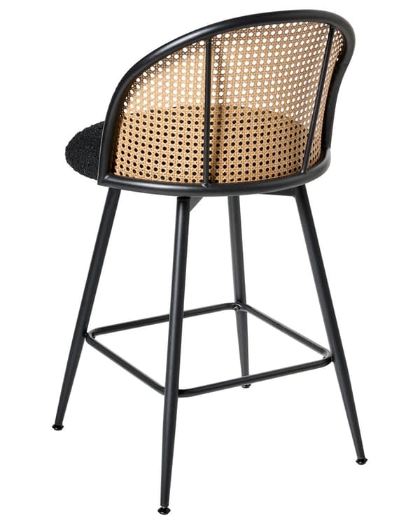 Sett med 2 Barstoler Svarte Svingbare Seter i Boucle Metall Svart Ramme Wienerflette Ryggstøtte Retro Seating