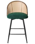 Miniatyrbilde 6 av 10: Sett med 2 Barstoler Grøne Svingbare Seter i Boucle Metall Svart Ramme Wienerflette Ryggstøtte Retro Seating