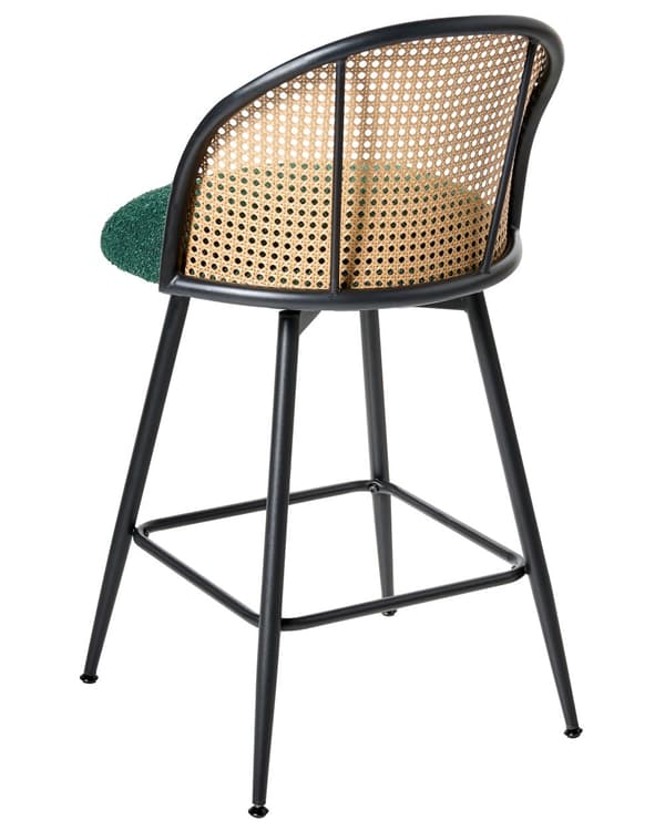 Sett med 2 Barstoler Grøne Svingbare Seter i Boucle Metall Svart Ramme Wienerflette Ryggstøtte Retro Seating
