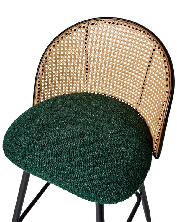 Sett med 2 Barstoler Grøne Svingbare Seter i Boucle Metall Svart Ramme Wienerflette Ryggstøtte Retro Seating