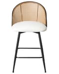 Miniatyrbilde 5 av 10: Sett med 2 Barstoler Hvite Svingbare Seter i Kunstskinn Metall Svart Ramme Wienerflette Ryggstøtte Retro Seating