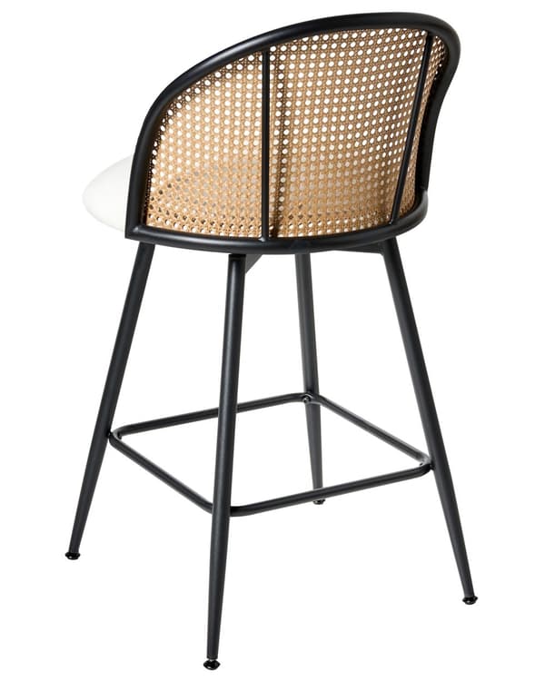 Sett med 2 Barstoler Hvite Svingbare Seter i Kunstskinn Metall Svart Ramme Wienerflette Ryggstøtte Retro Seating