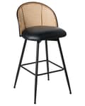Miniatyrbilde 4 av 10: Sett med 2 Barstoler Svarte Svingbare Seter i Kunstskinn Metall Svart Ramme Wienerflette Ryggstøtte Retro Seating