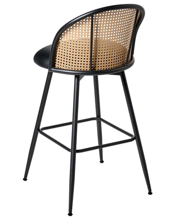 Sett med 2 Barstoler Svarte Svingbare Seter i Kunstskinn Metall Svart Ramme Wienerflette Ryggstøtte Retro Seating