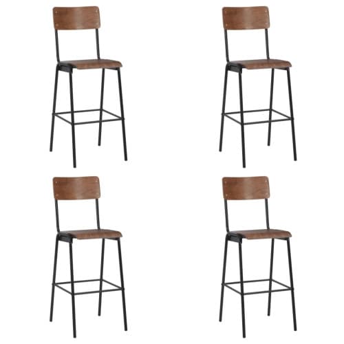 Barstolar 4 st vit massiv plywood stål