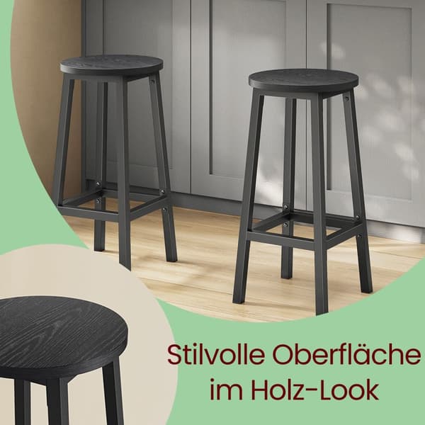 ROOTZ 2 SET BAR AFTOOLS - Søjstole - Køkkenstole - Holdbar metalramme - 32 cm D x 65 cm H