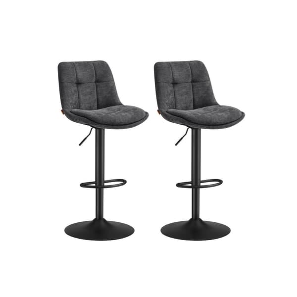 Rootz Bar -tuolit - Korkeussäädettävät jakkarat - liuskekivi harmaat korkea tuolit - mukava selkänoja ja jalkatuki - 43x48,5x (93,5-114) cm