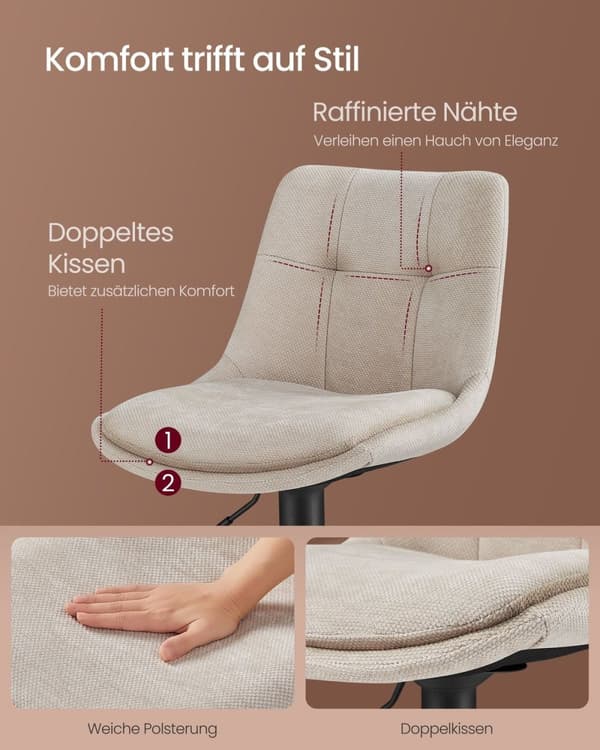 Rootzin korkeus Säädettävät tangon tuolit - laskuri - vanerien istuimet - ergonominen mukavuus - 43x48,5x (93,5-114) cm - kermavalkoinen