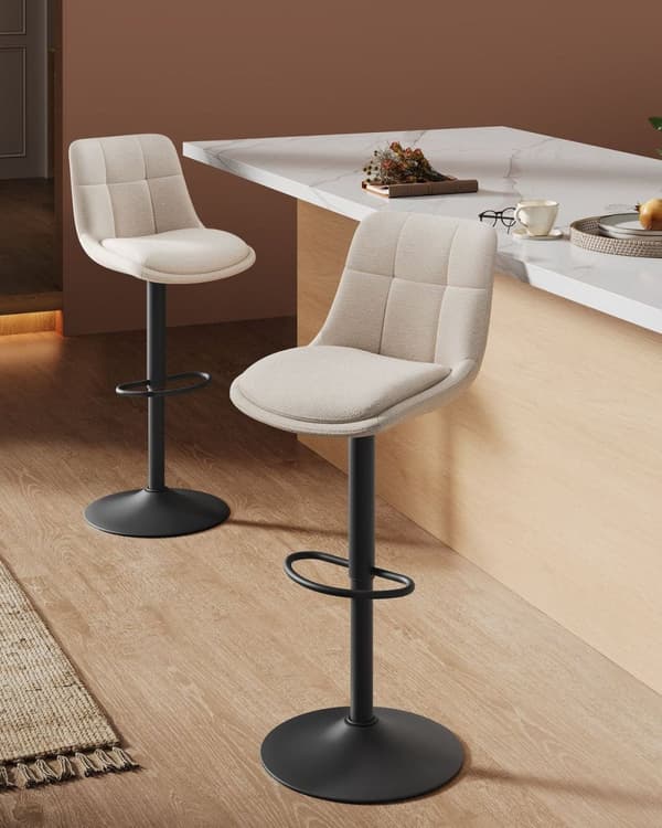 Rootzin korkeus Säädettävät tangon tuolit - laskuri - vanerien istuimet - ergonominen mukavuus - 43x48,5x (93,5-114) cm - kermavalkoinen