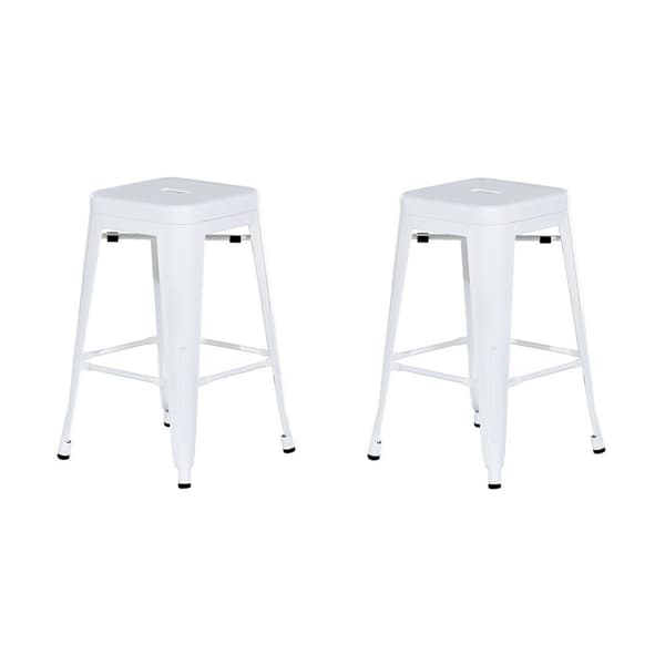 Set med 2 barstolar CABRILLO Metall Vit Lumarko!