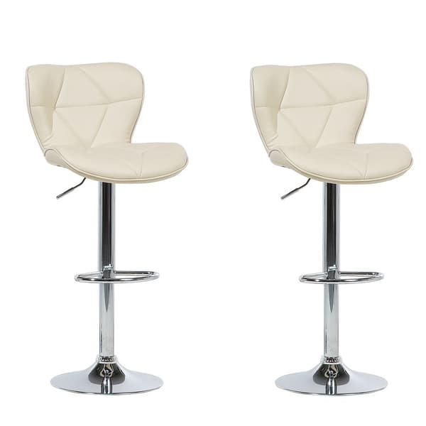 Set med 2 VALETTA barstolar Ecoleather Swivel Ljusbeige Lumarko!