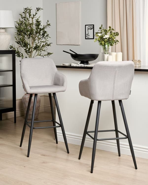 2 CASMALIA samettisen beige-harmaa baarituolin setti Lumarko!